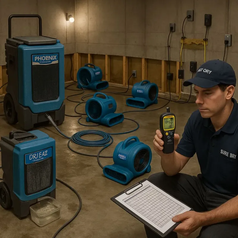 Structural Drying and Dehumidification process in Essex County, MA